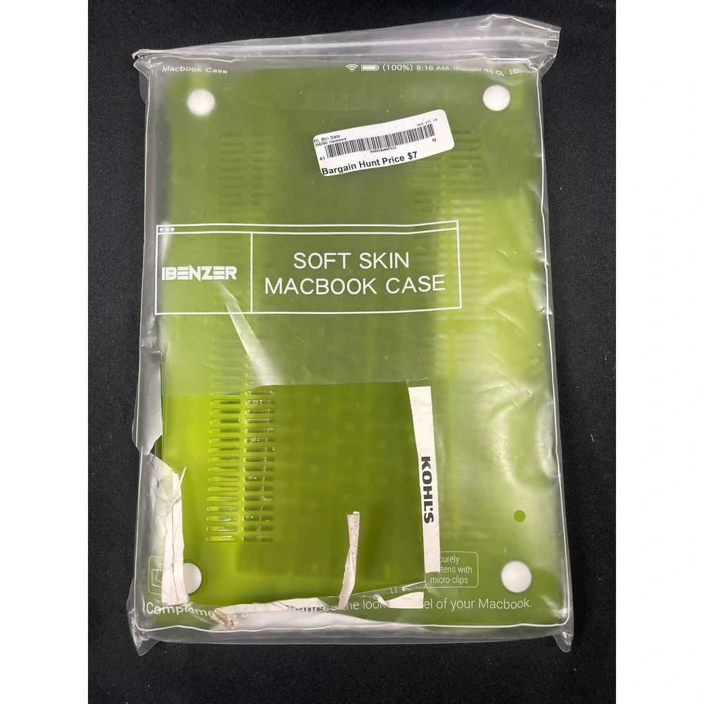 iBenzer Lime Green Soft Skin MacBook Case with Keyboard Cover and Cloth NEW